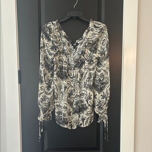 PAIGE Black and White Floral Blouse